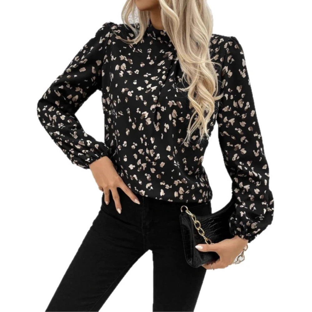 ZARA Fengduli Women Long Sleeve Stand Collar Shirt